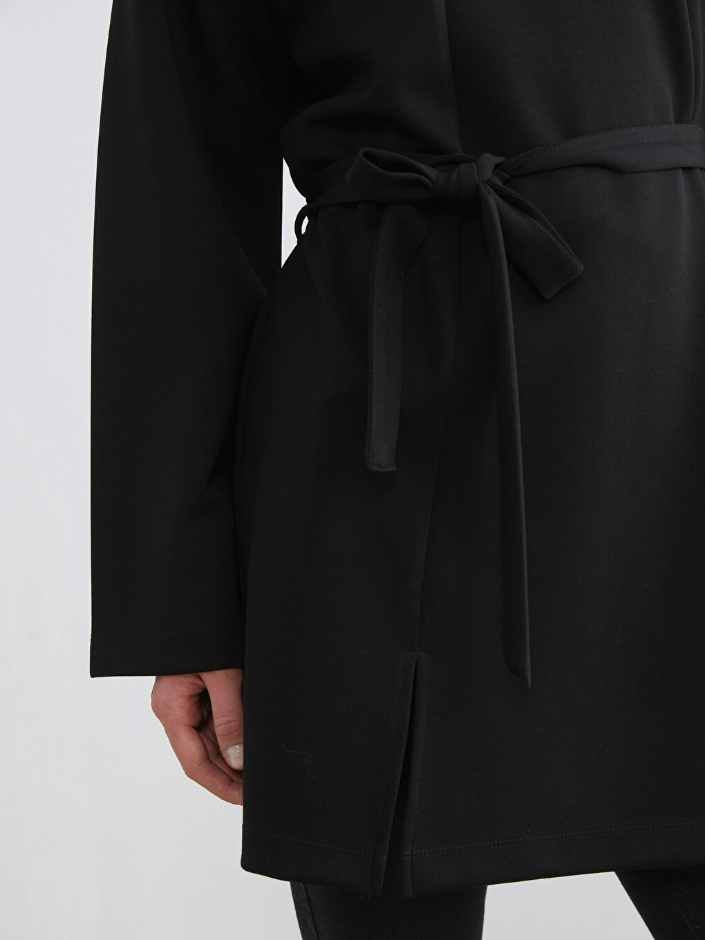 Siyah Bisiklet Yaka Kadın Sweatshirt Tunik-2