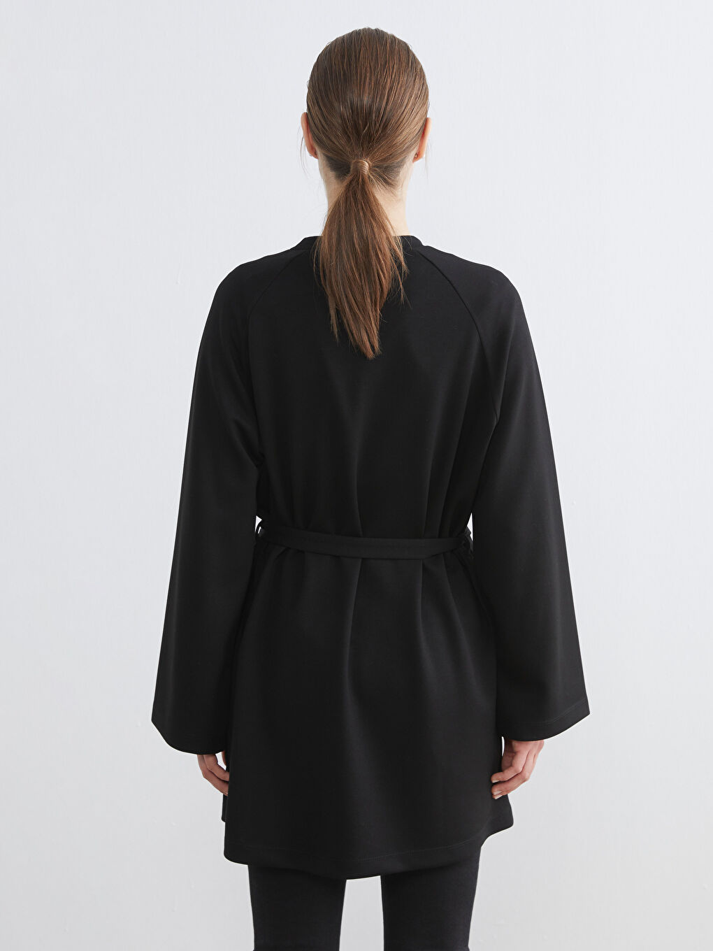 Siyah Bisiklet Yaka Kadın Sweatshirt Tunik-3