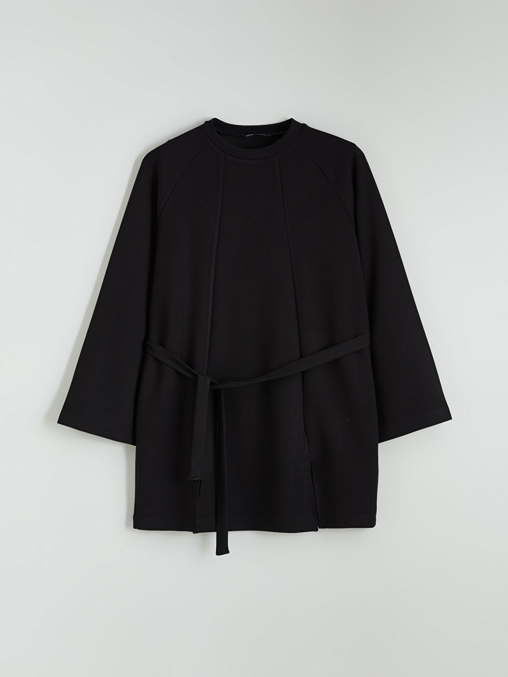 Siyah Bisiklet Yaka Kadın Sweatshirt Tunik-4