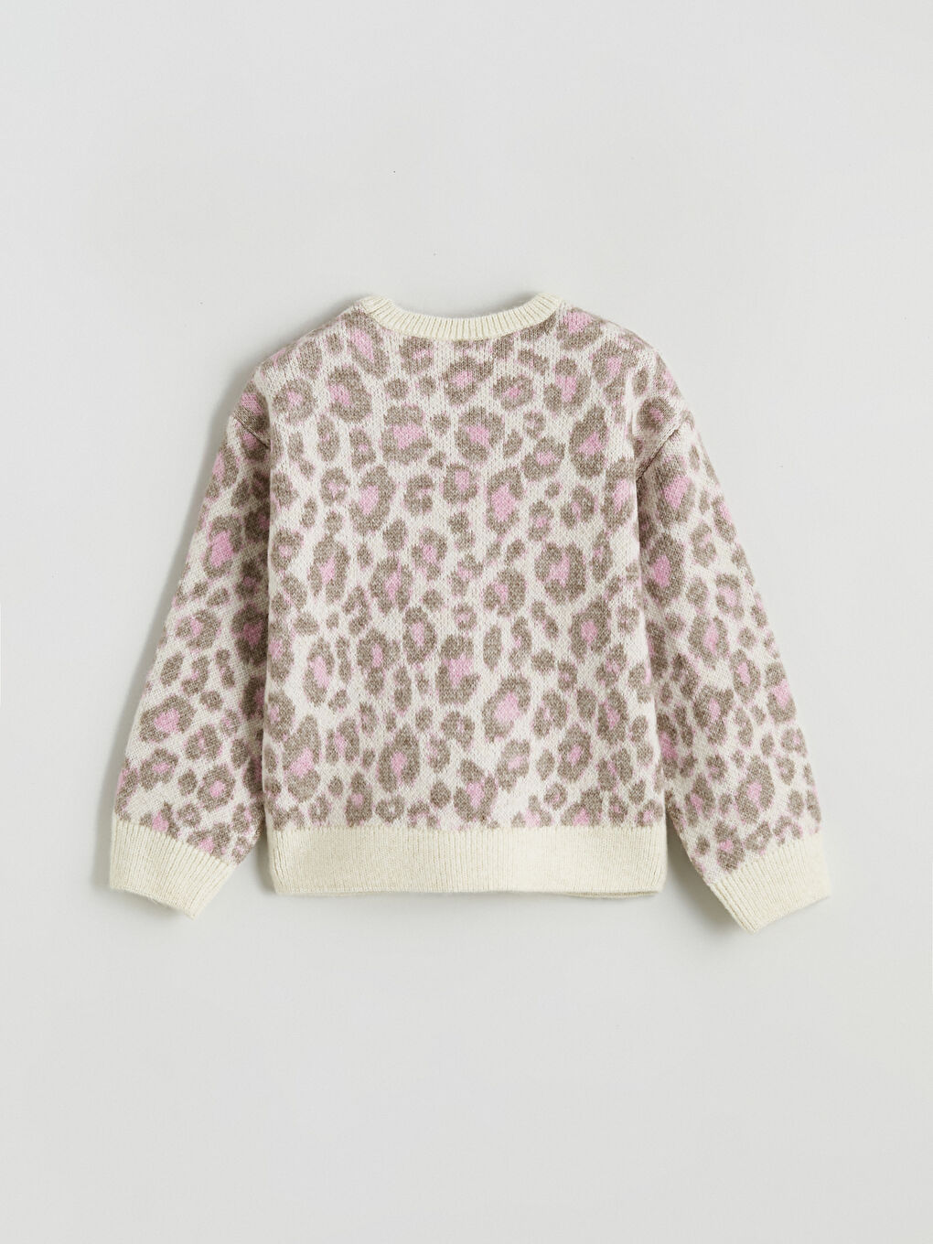 Pembe Leopar Desenli Kız Çocuk Triko Kazak-2