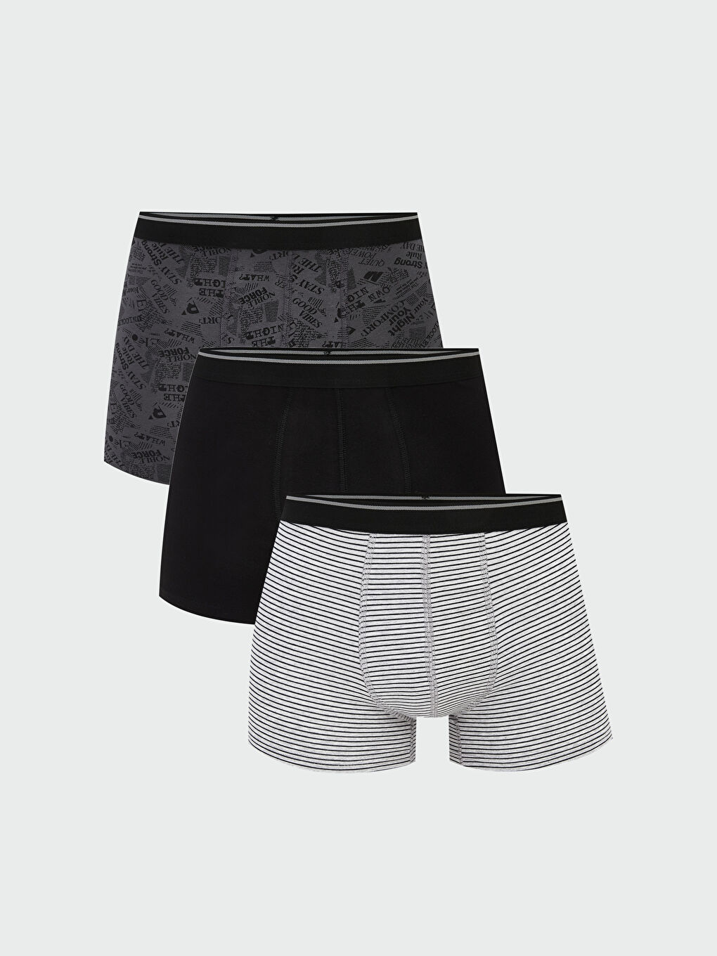 Antrasit Standart Kalıp Pamuklu Esnek Erkek Boxer 3'lü