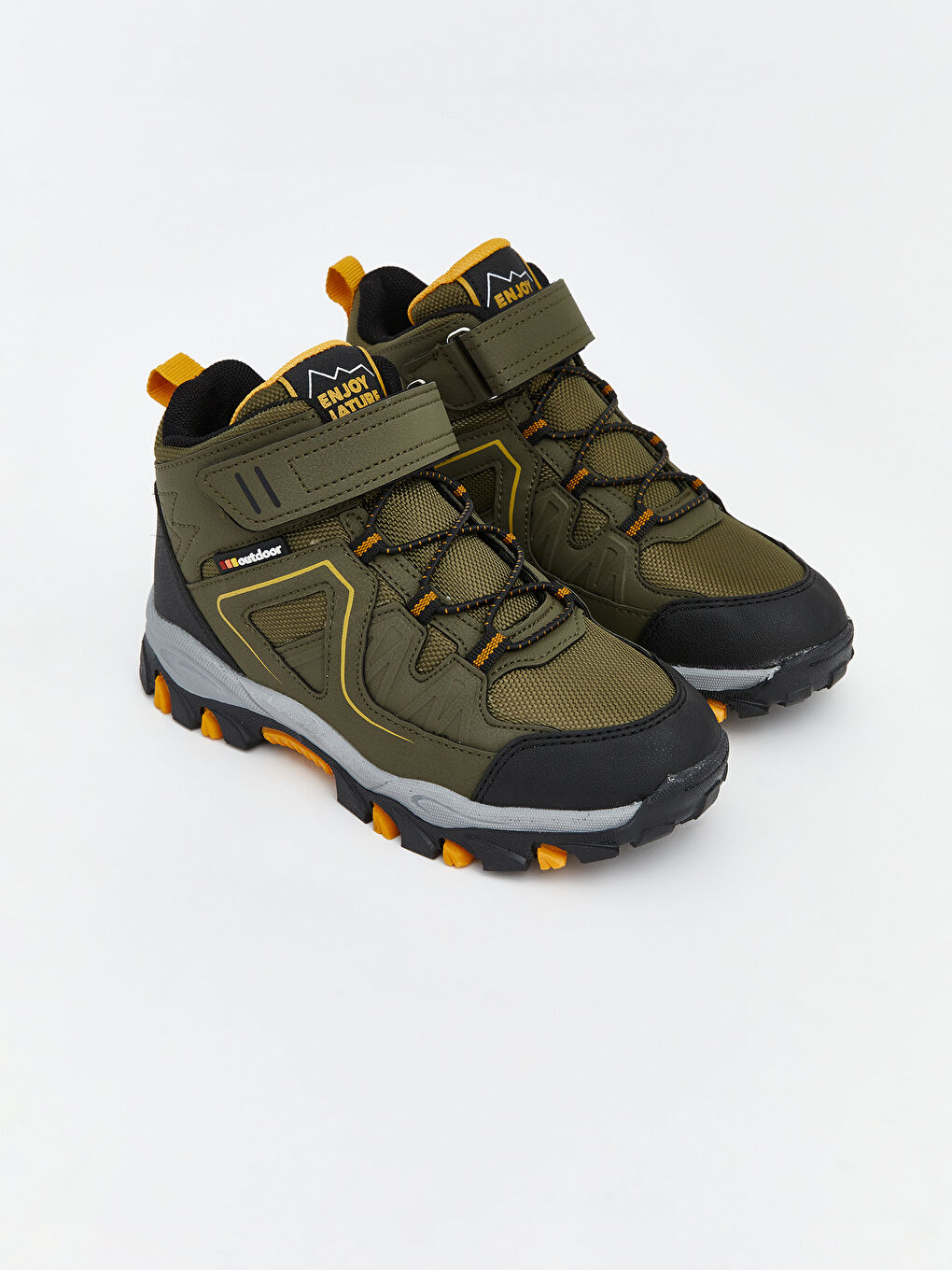 Haki Bağcık ve Cırt Cırtlı Erkek Çocuk Trekking Bot