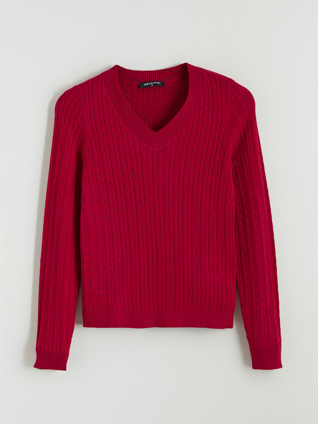 Свитер из трикотажа с V-образным вырезом и узором для женщин-4