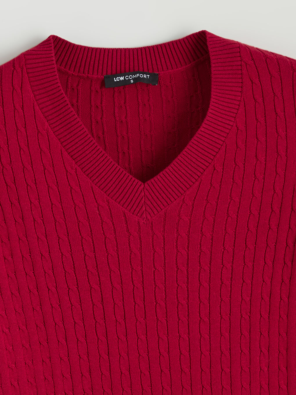 Свитер из трикотажа с V-образным вырезом и узором для женщин-5