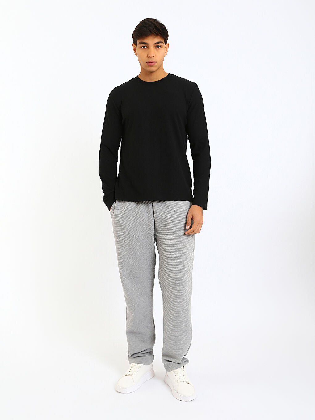 Crew Neck Long Sleeve Men's Pyjama Top-1