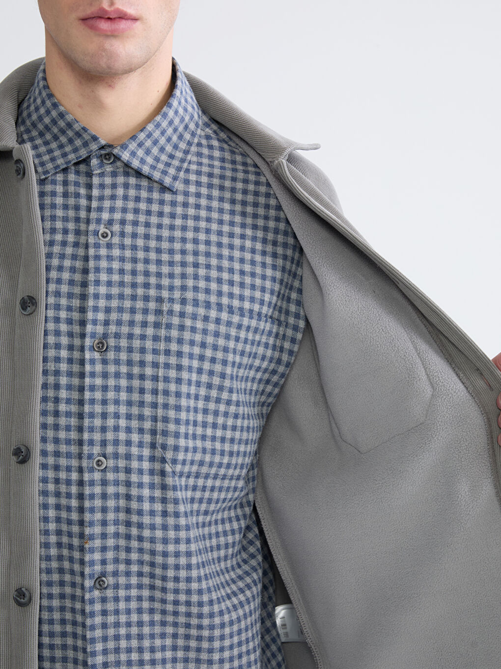 Gri Rahat Kalıp Erkek Gömlek Ceket-3