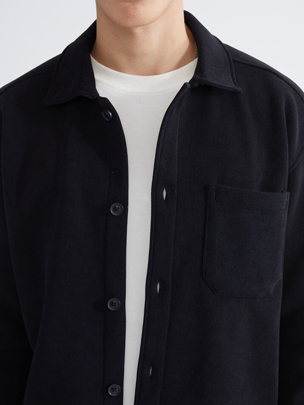 Siyah Rahat Kalıp Erkek Gömlek Ceket-2