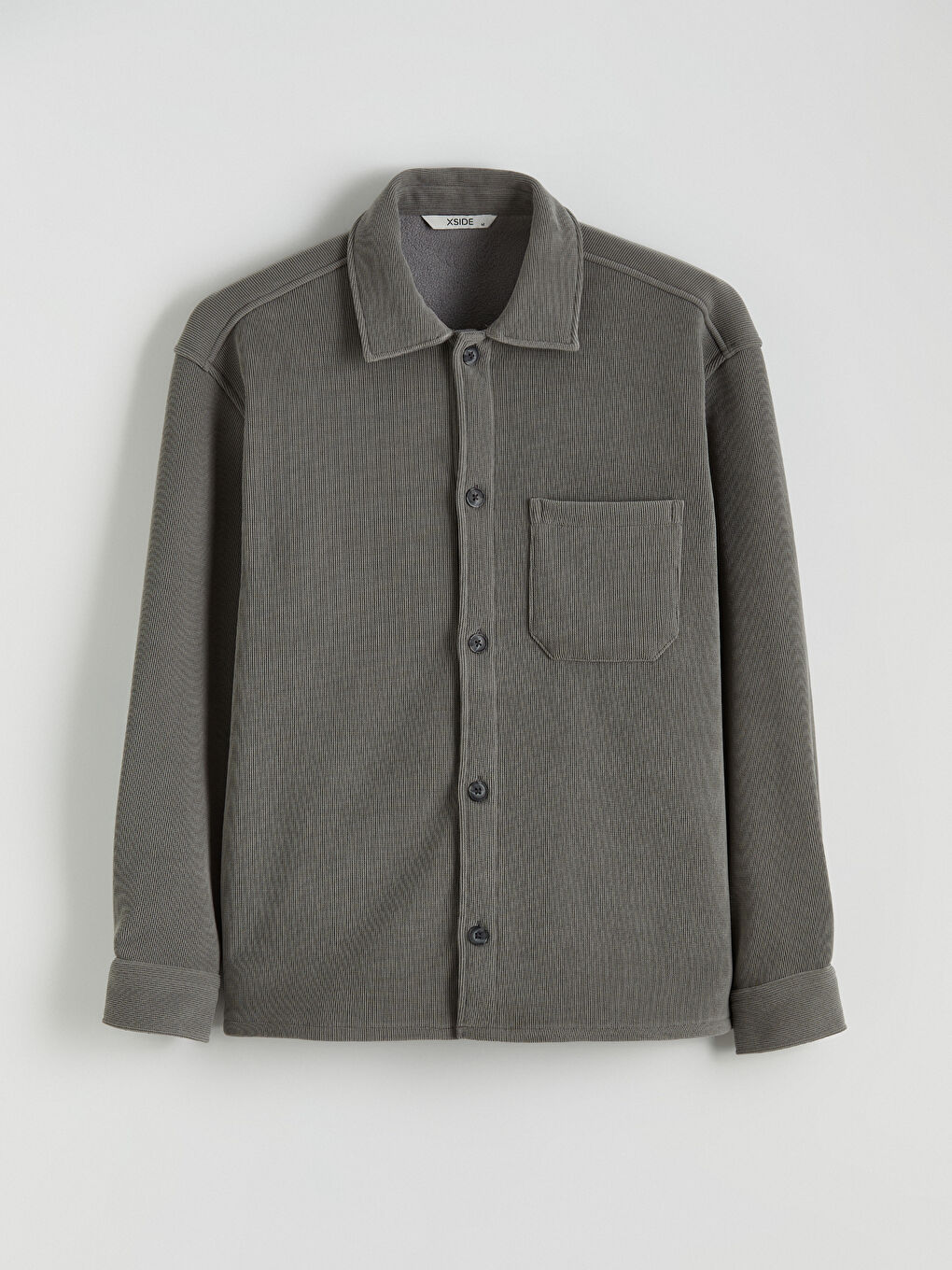 Gri Rahat Kalıp Erkek Gömlek Ceket-5