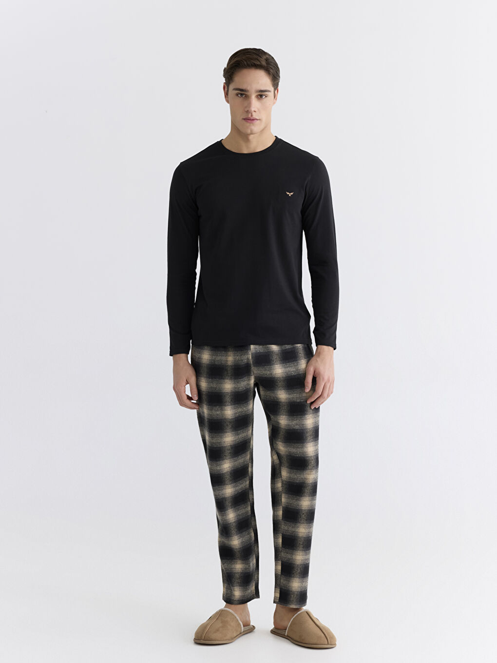 Regular Fit Plaid Men's Pyjama Set