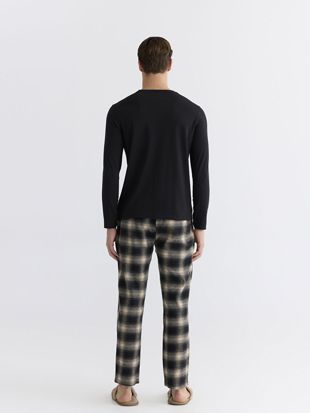 Regular Fit Plaid Men's Pyjama Set-4