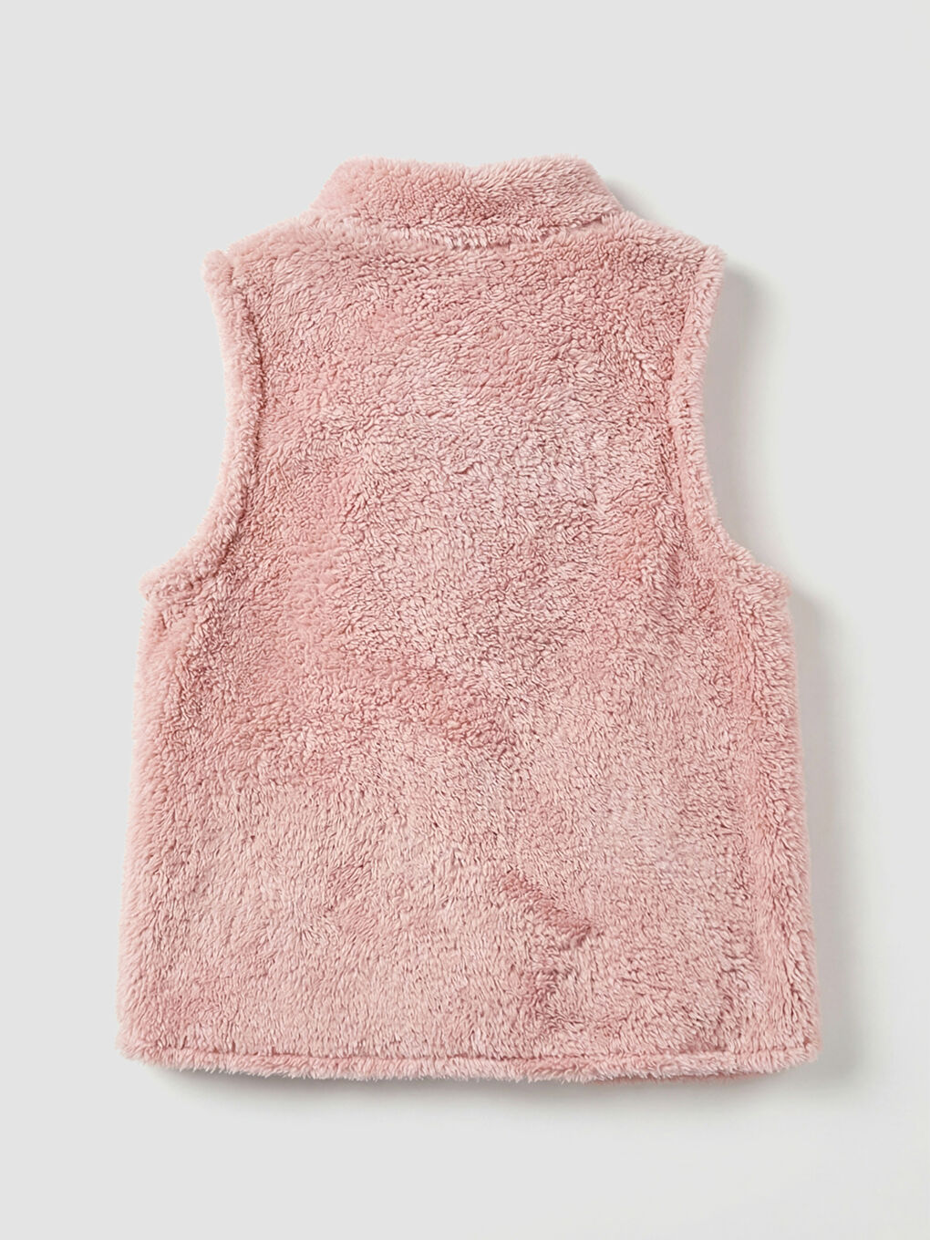 Pembe Kolej Yaka Kız Çocuk Pelüş Yelek-1