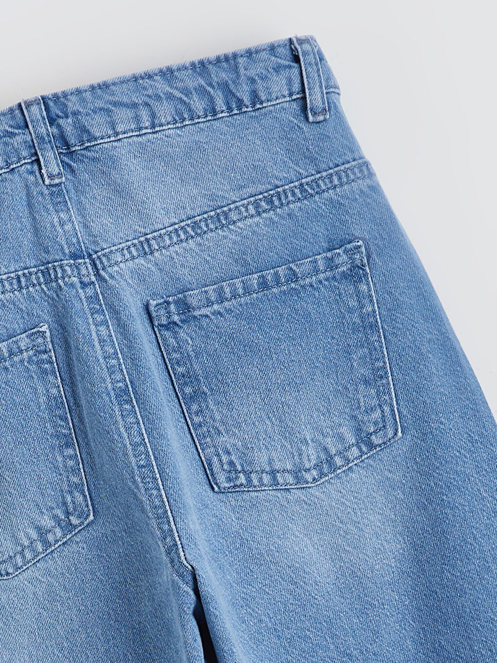 İndigo Wideleg Fiyonk Detaylı Kız Çocuk Jean Pantolon-2