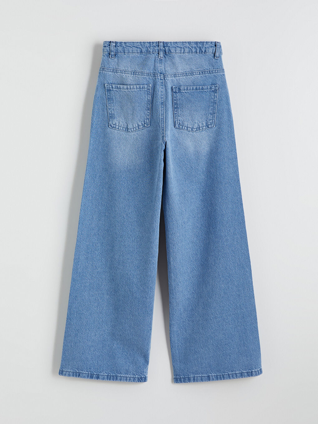 İndigo Wideleg Fiyonk Detaylı Kız Çocuk Jean Pantolon-4