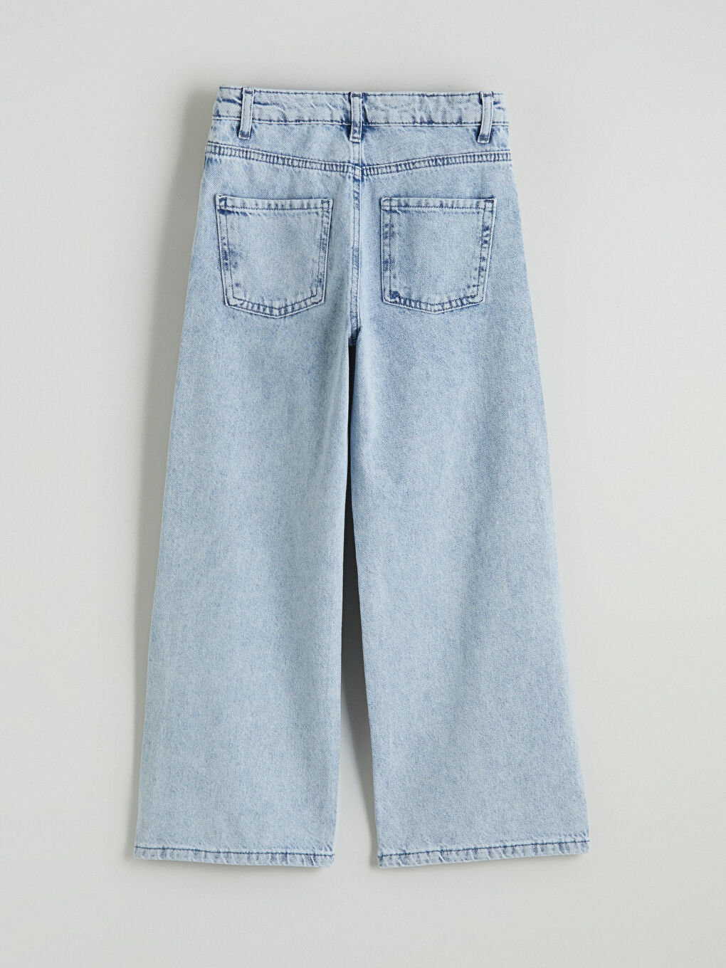 Mavi Wideleg Taşlı Kız Çocuk Jean Pantolon-3