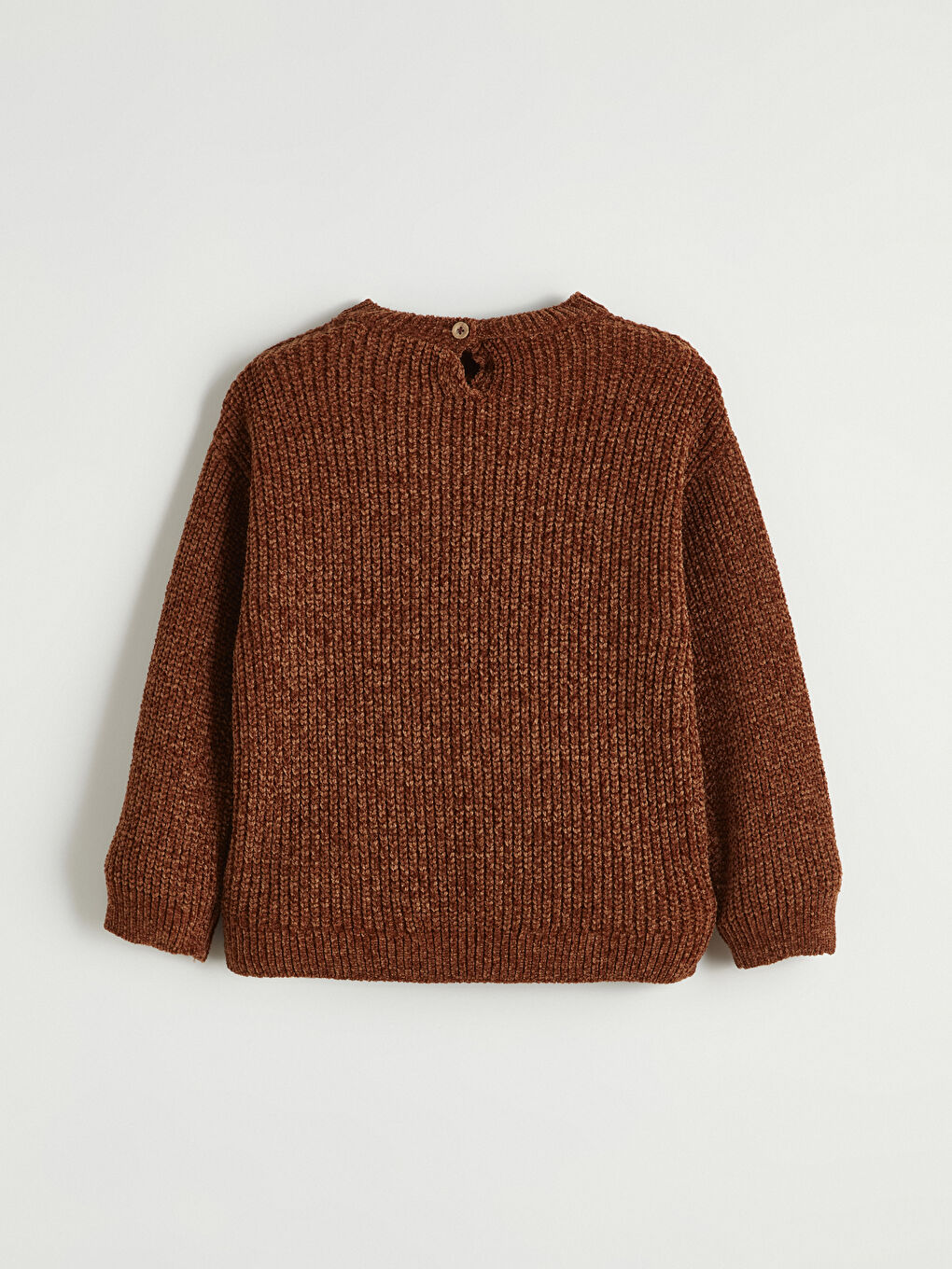 Kahverengi Kalp Nakışlı Kız Çocuk Triko Kazak-2