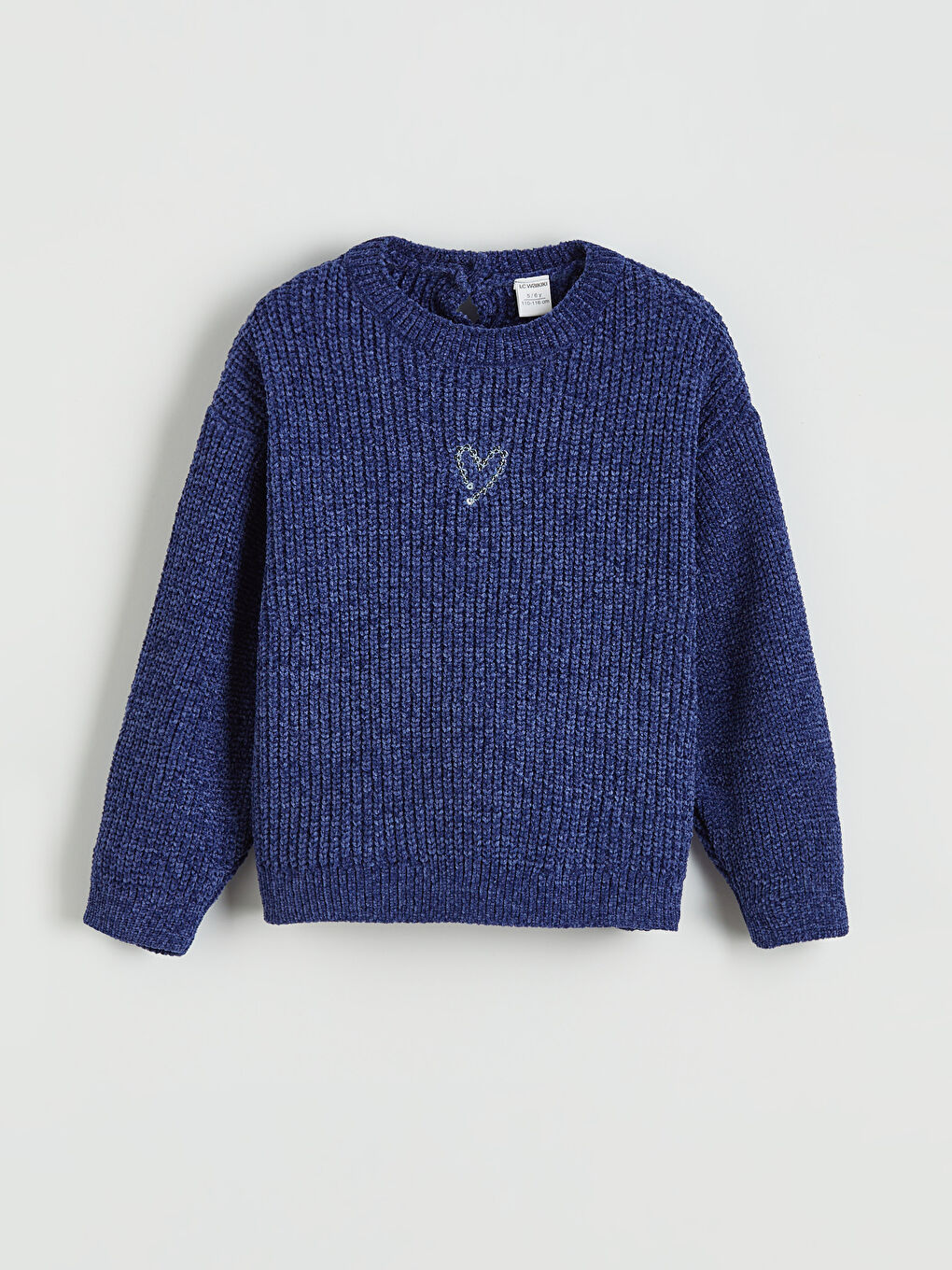 Heart Embroidered Girls' Knit Sweater