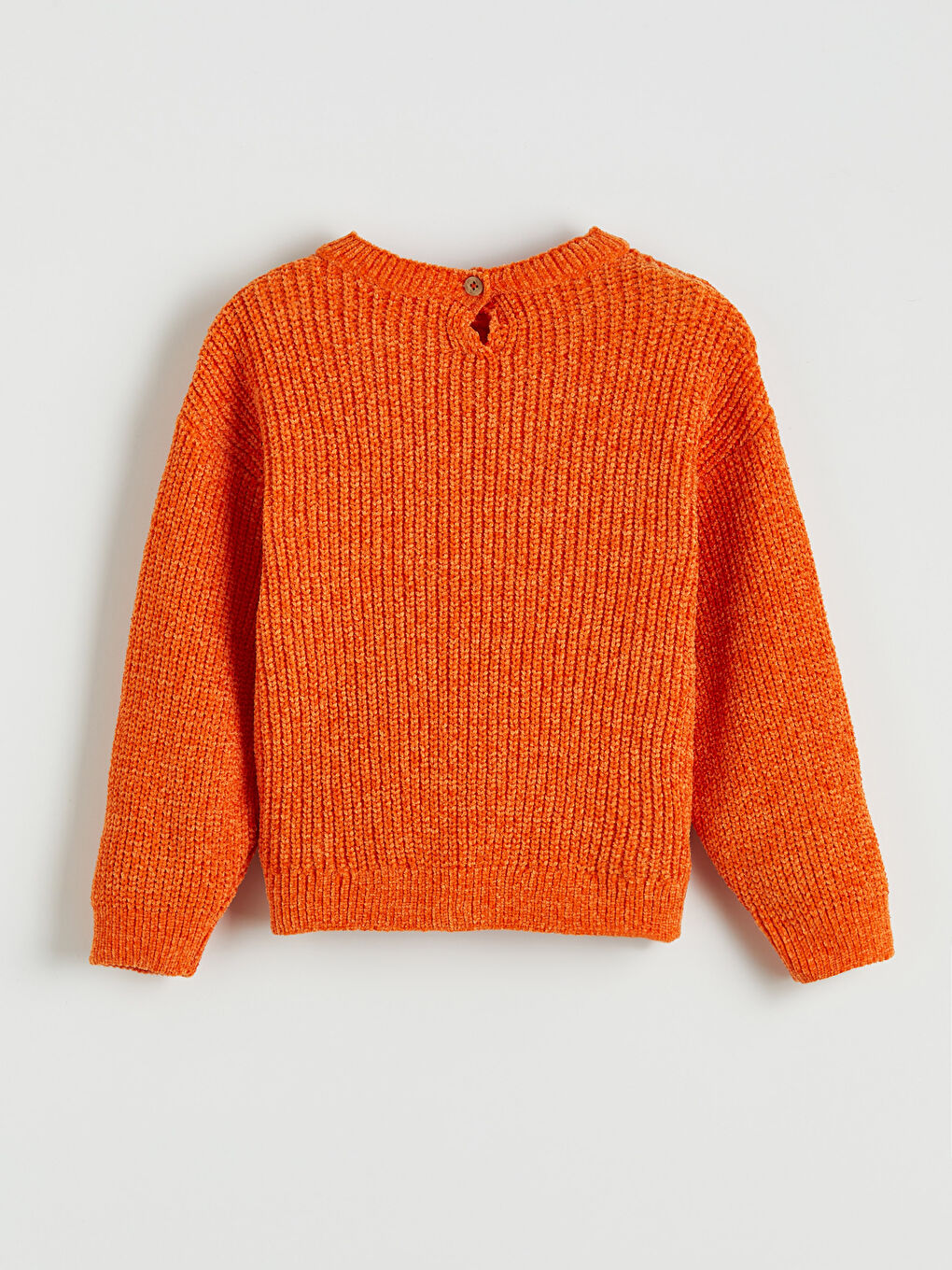 Turuncu Kalp Nakışlı Kız Çocuk Triko Kazak-1