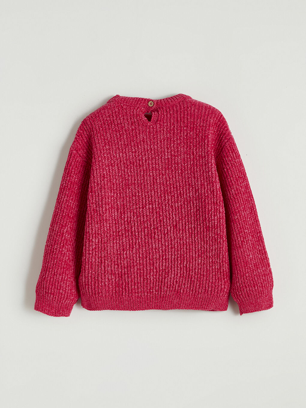 Fuşya Kalp Nakışlı Kız Çocuk Triko Kazak-2