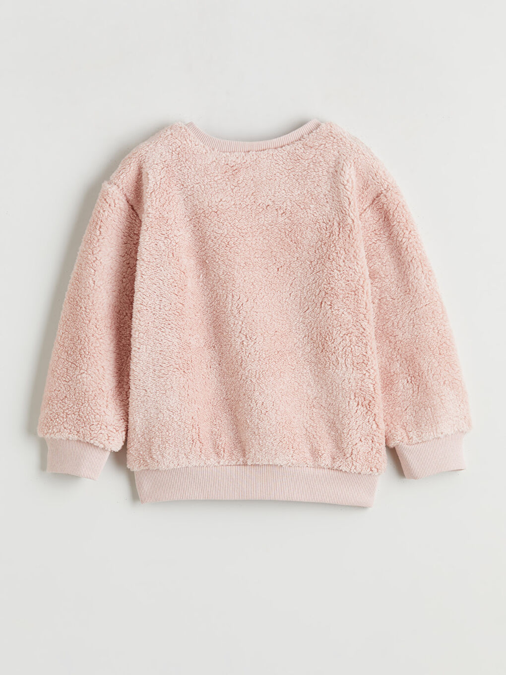 Pembe Kalp Nakışlı Kız Çocuk Pelüş Sweatshirt-1