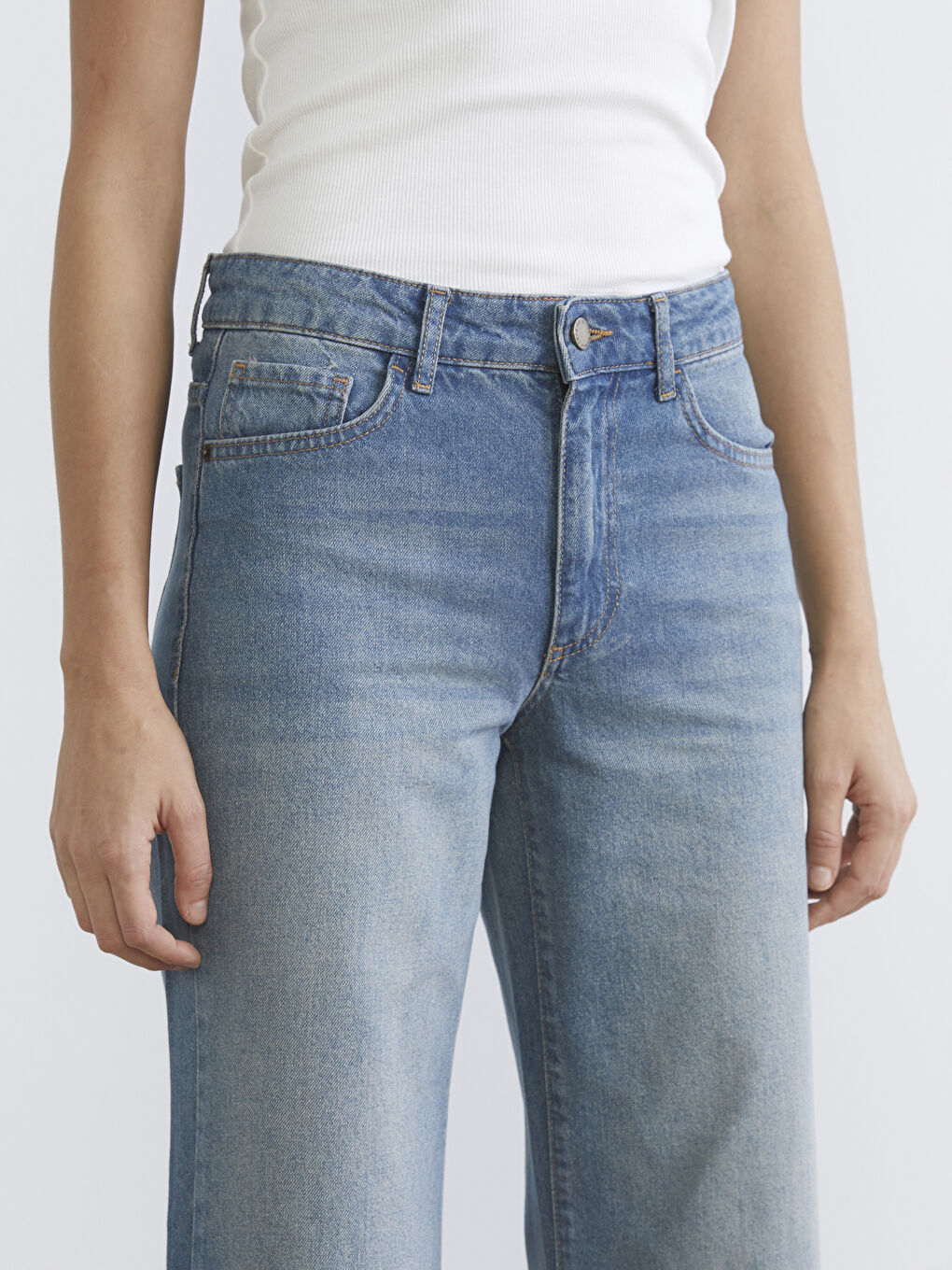 Wideleg Kadın Jean Pantolon-2