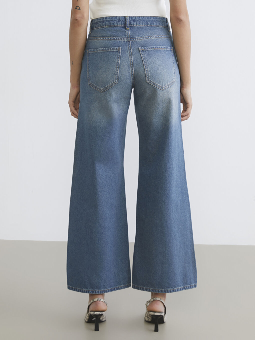 Wideleg Kadın Jean Pantolon-3