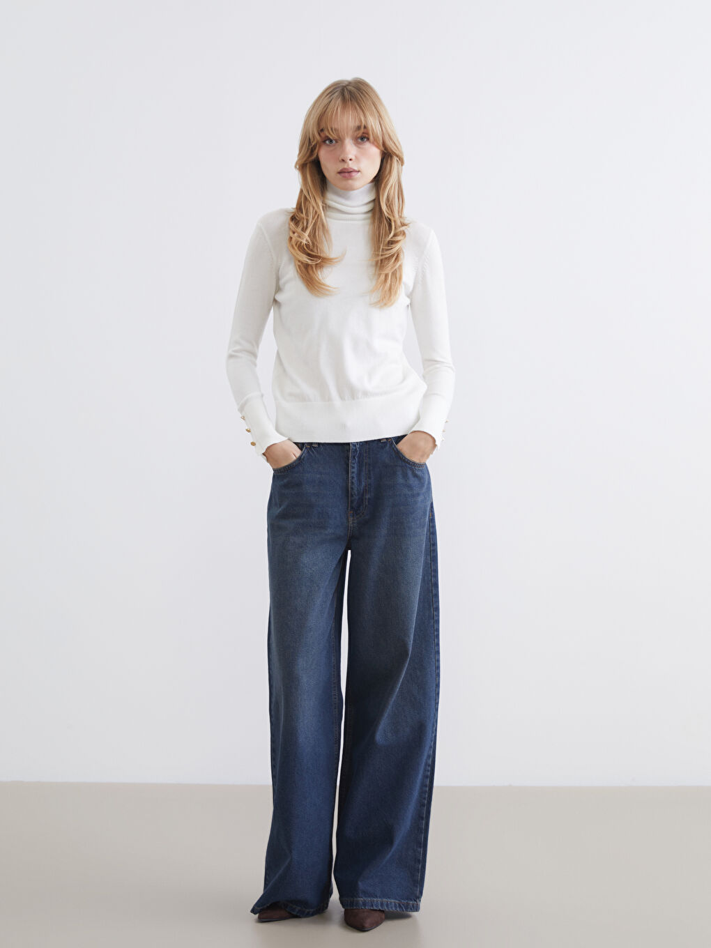 İndigo Wideleg Kadın Jean Pantolon