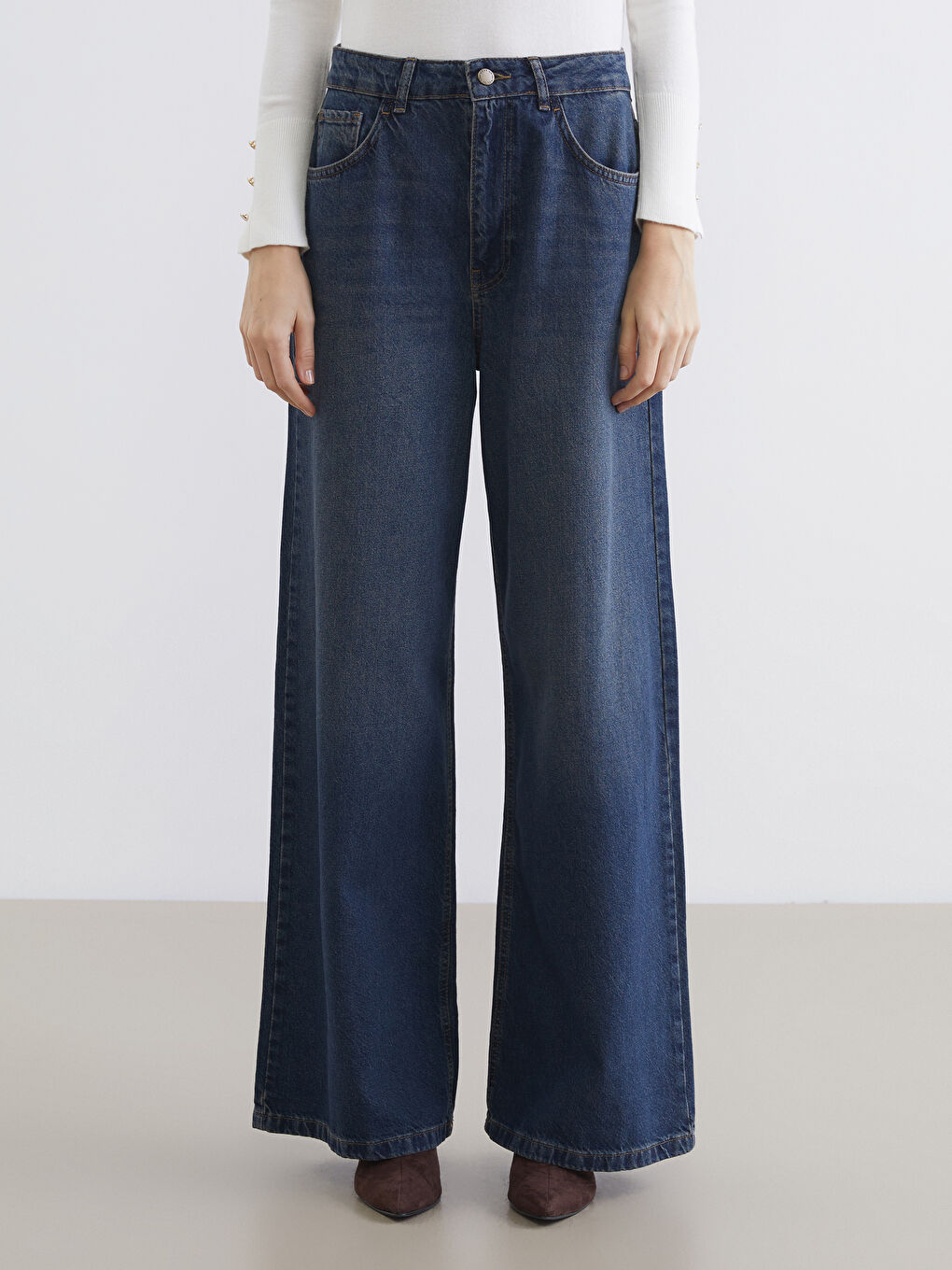 İndigo Wideleg Kadın Jean Pantolon-1