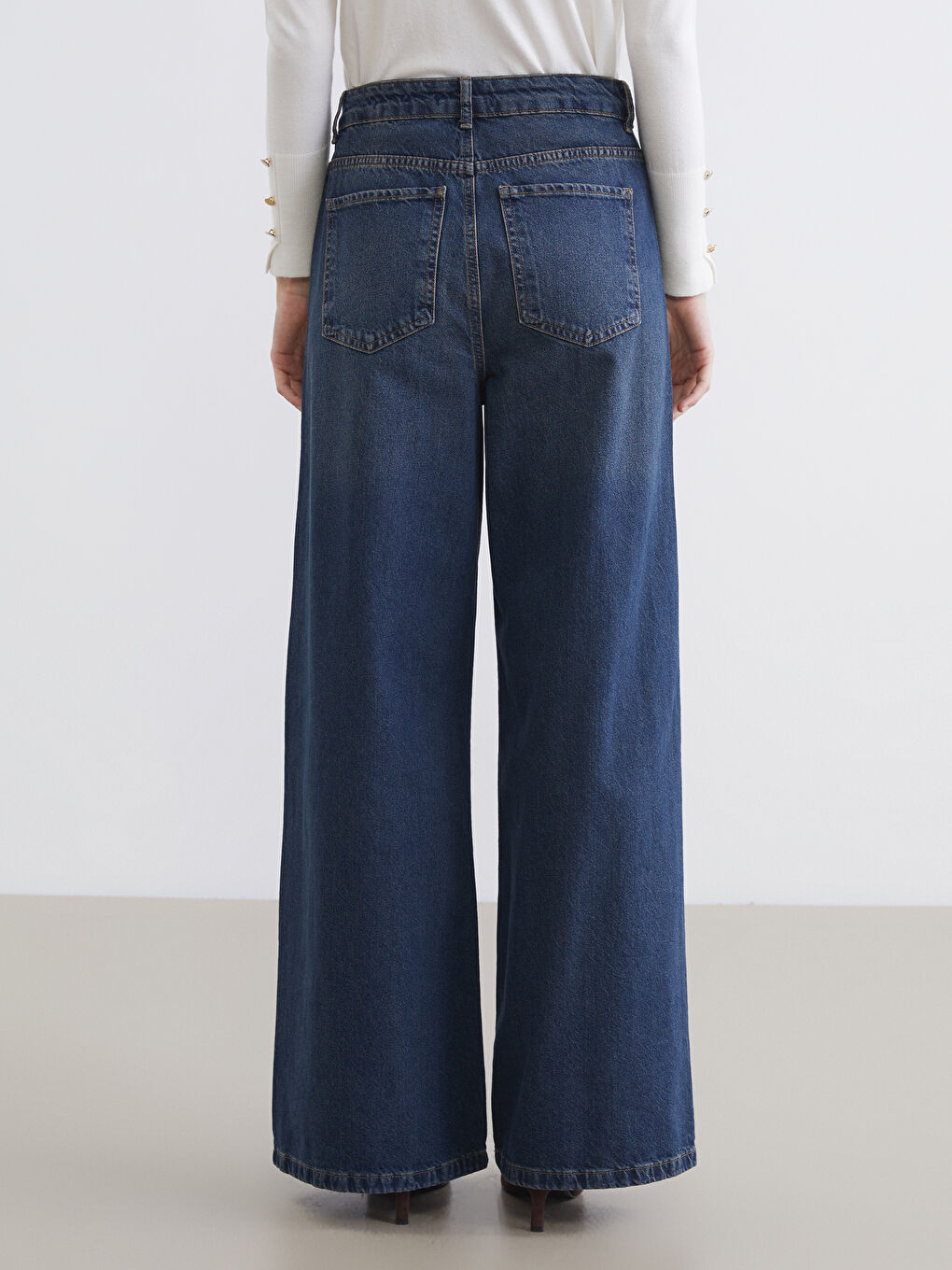 İndigo Wideleg Kadın Jean Pantolon-3