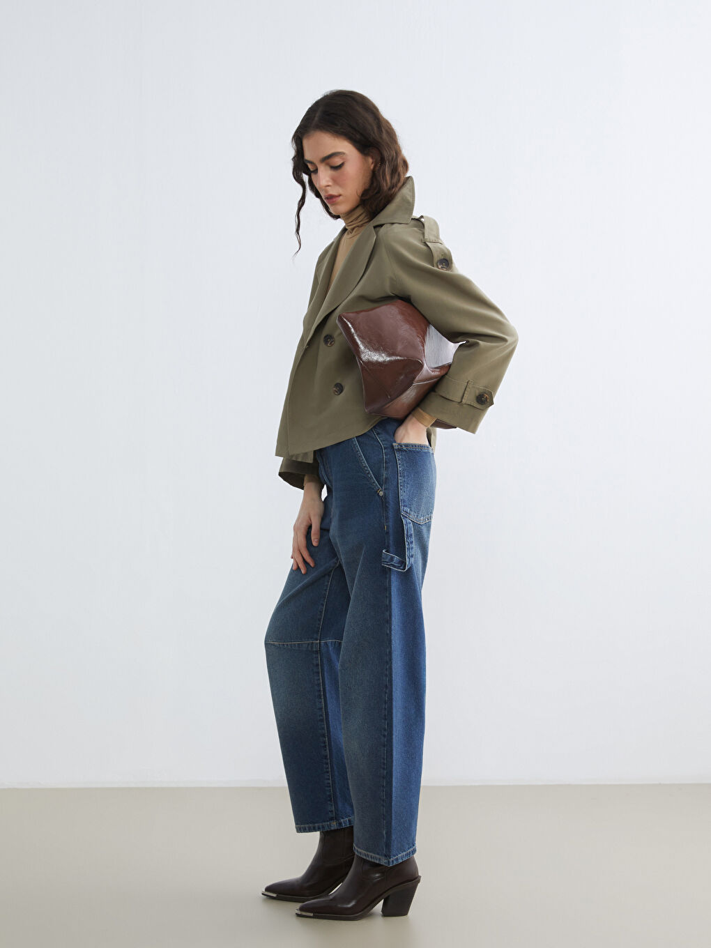 İndigo Barrel Fit Kadın Jean Pantolon