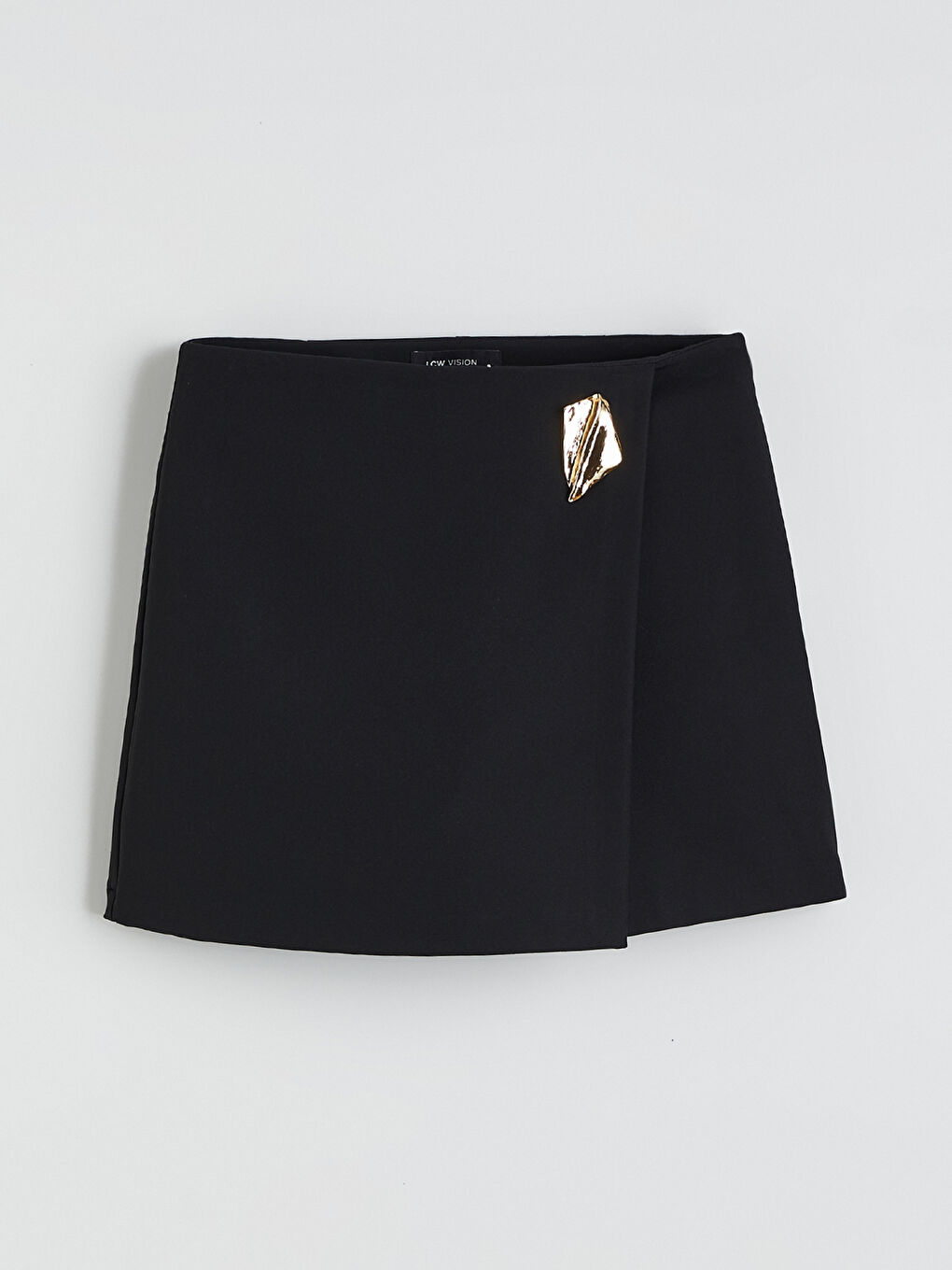 Siyah Beli Fermuarlı Şort Etek-4