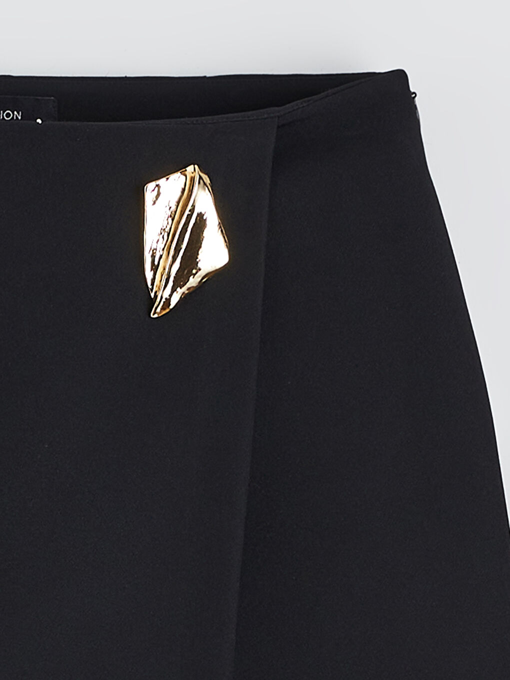 Siyah Beli Fermuarlı Şort Etek-5