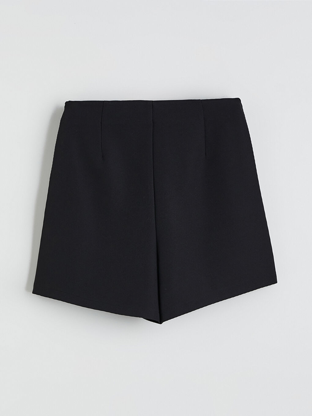 Siyah Beli Fermuarlı Şort Etek-6