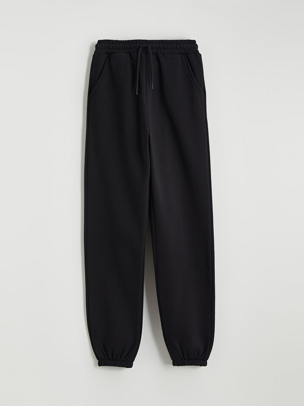 Siyah Beli Lastikli Kız Çocuk Kalın Jogger Eşofman Altı