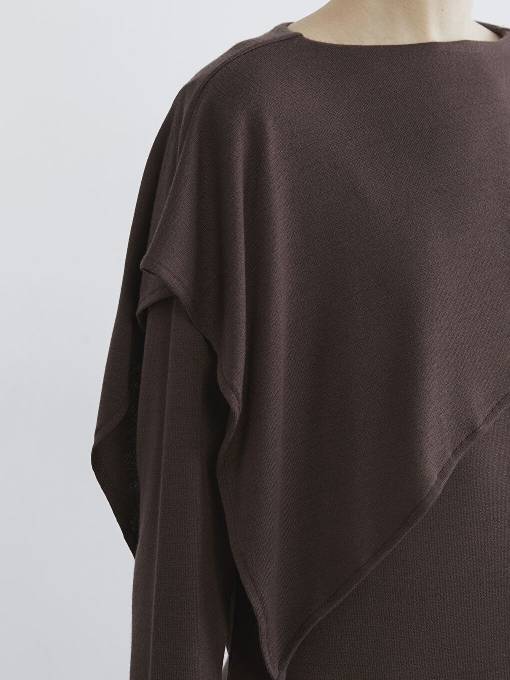 Kahverengi Bisiklet Yaka Oversize Kadın Tunik-2