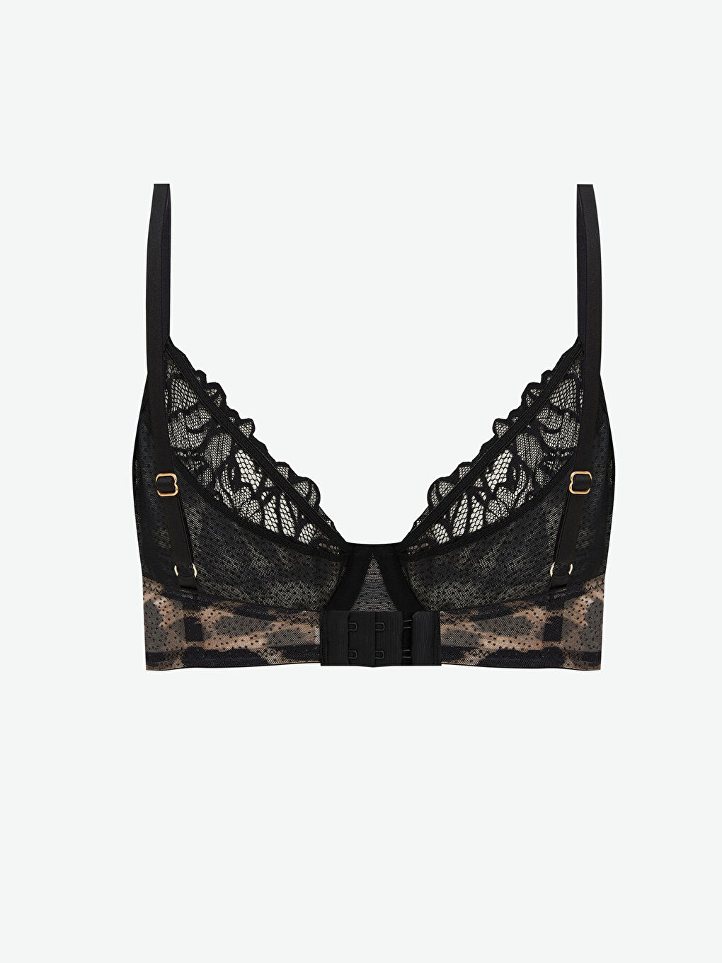 Kahverengi Balenli Dolgusuz Leopar Desenli Tişört Sütyen-1