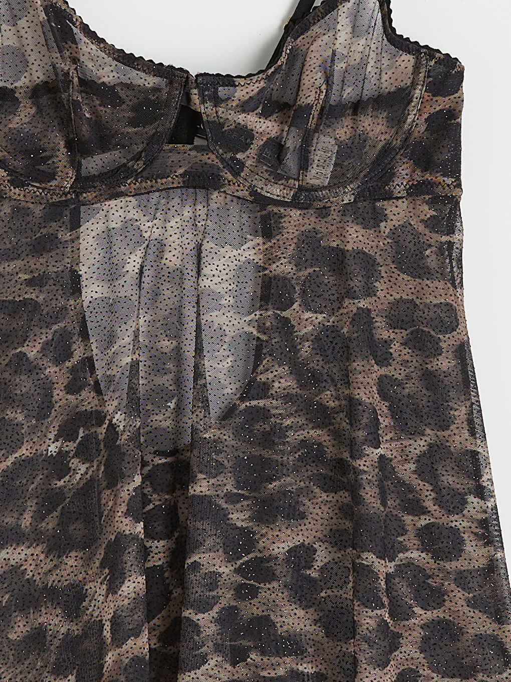 Kahverengi V Yaka Leopar Desenli Babydoll-1