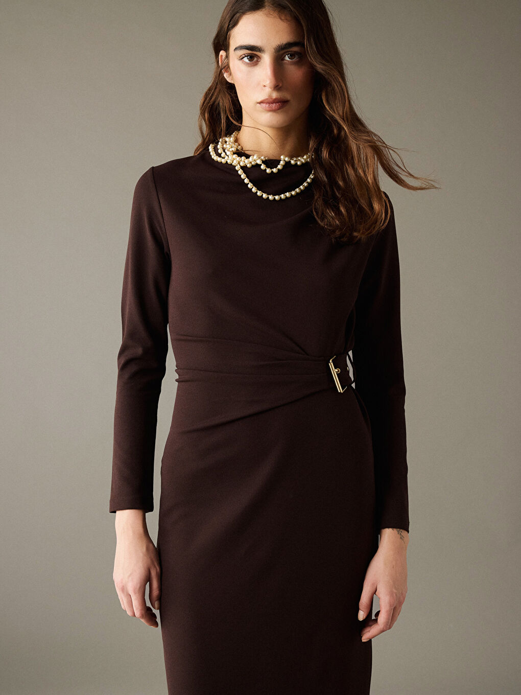 Женщины Коричневый Платье-3