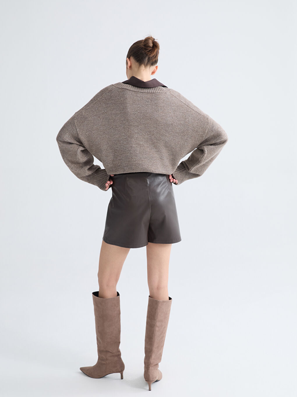 Slim Fit Women's Faux Leather Skort-8