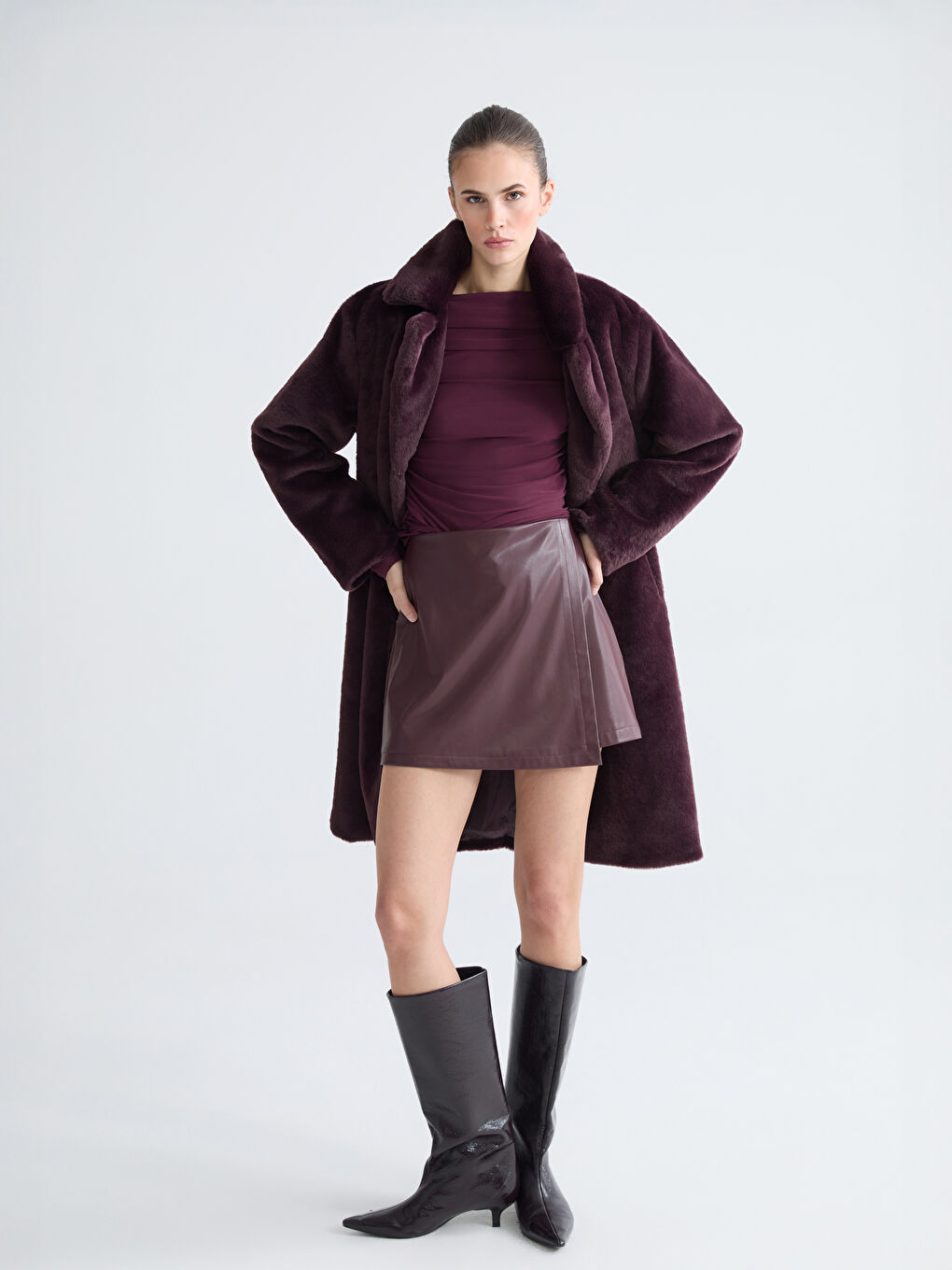 Slim Fit Women's Faux Leather Skort-1