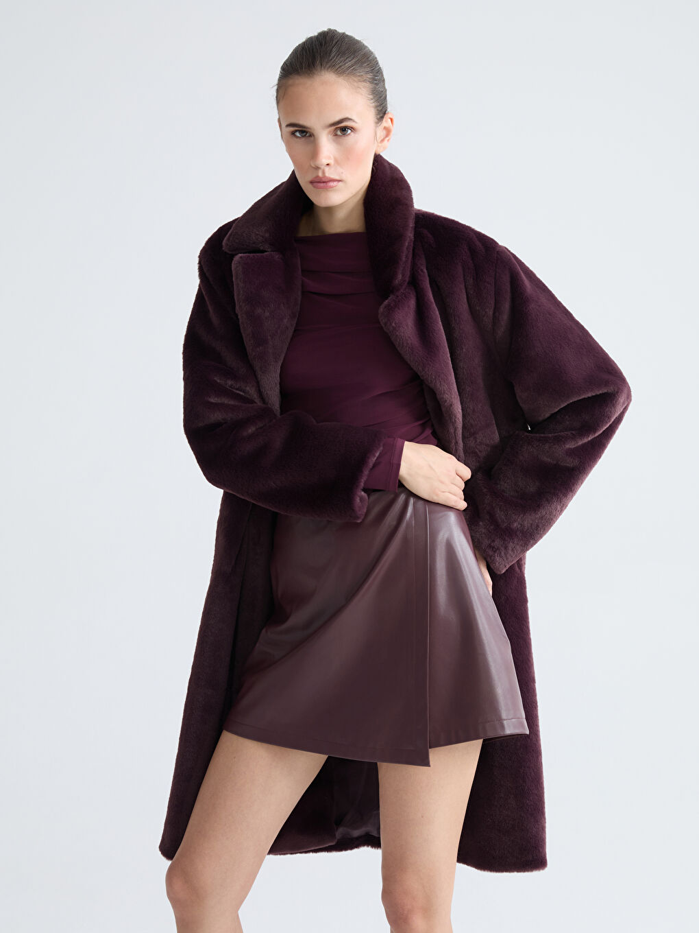 Slim Fit Women's Faux Leather Skort-2