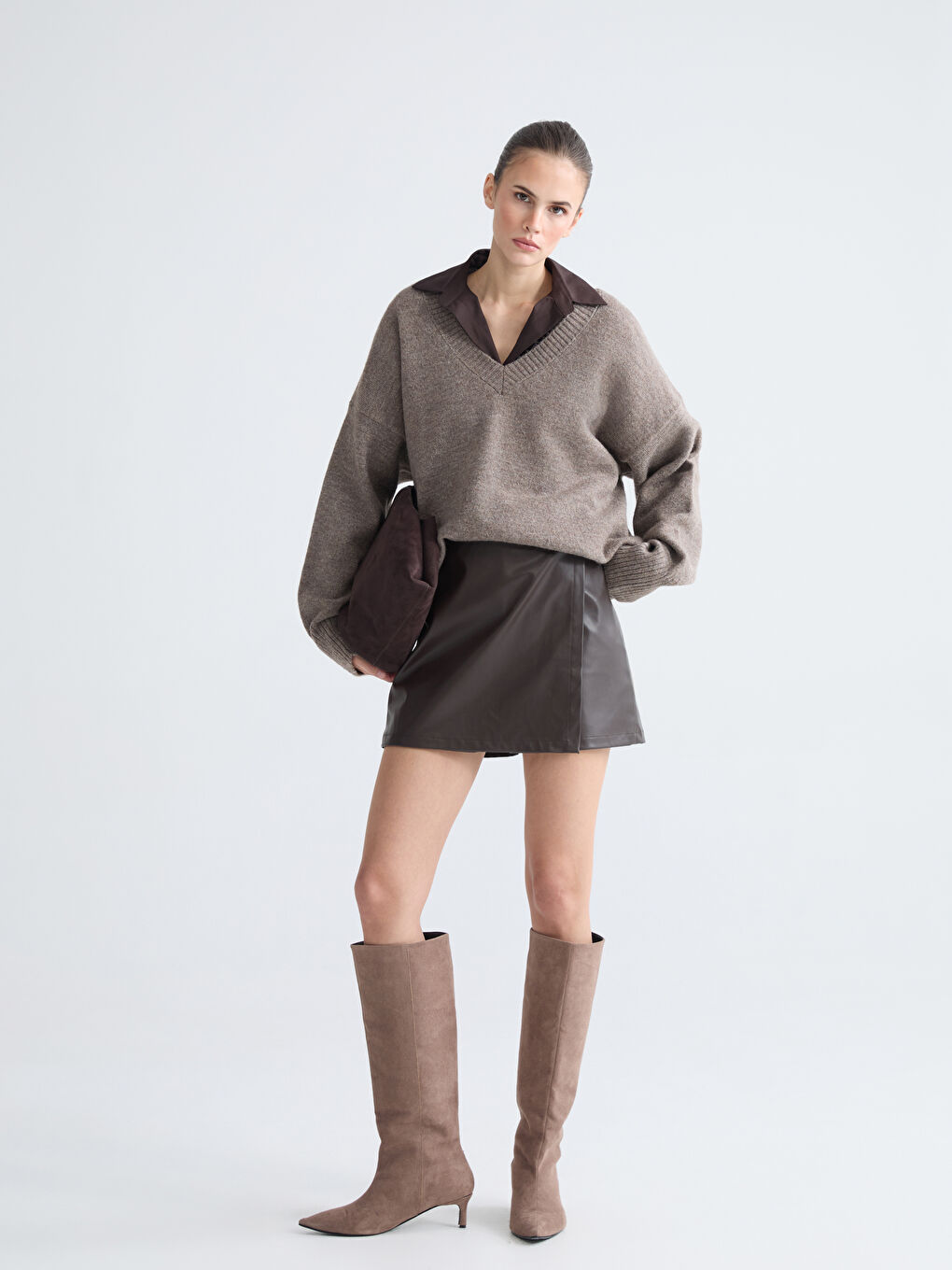 Slim Fit Women's Faux Leather Skort-6