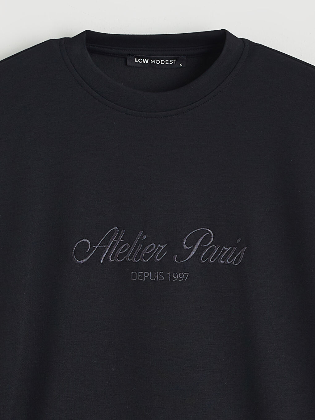 Siyah Paris Nakışlı Kadın Sweatshirt Tunik-5