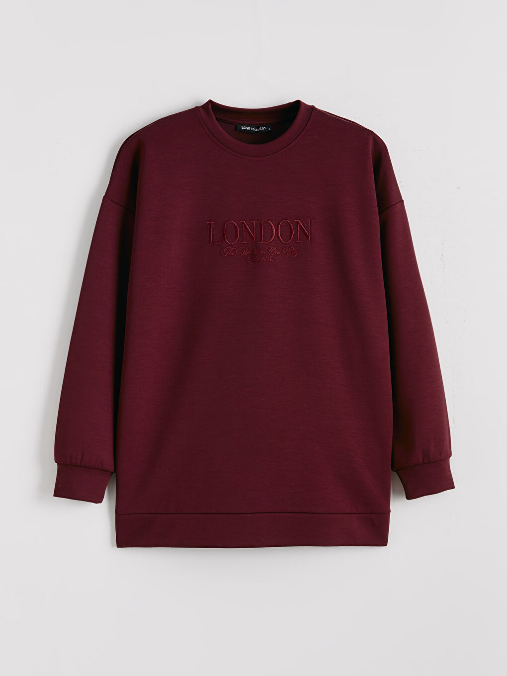 Mürdüm London Nakışlı Kadın Sweatshirt Tunik-4