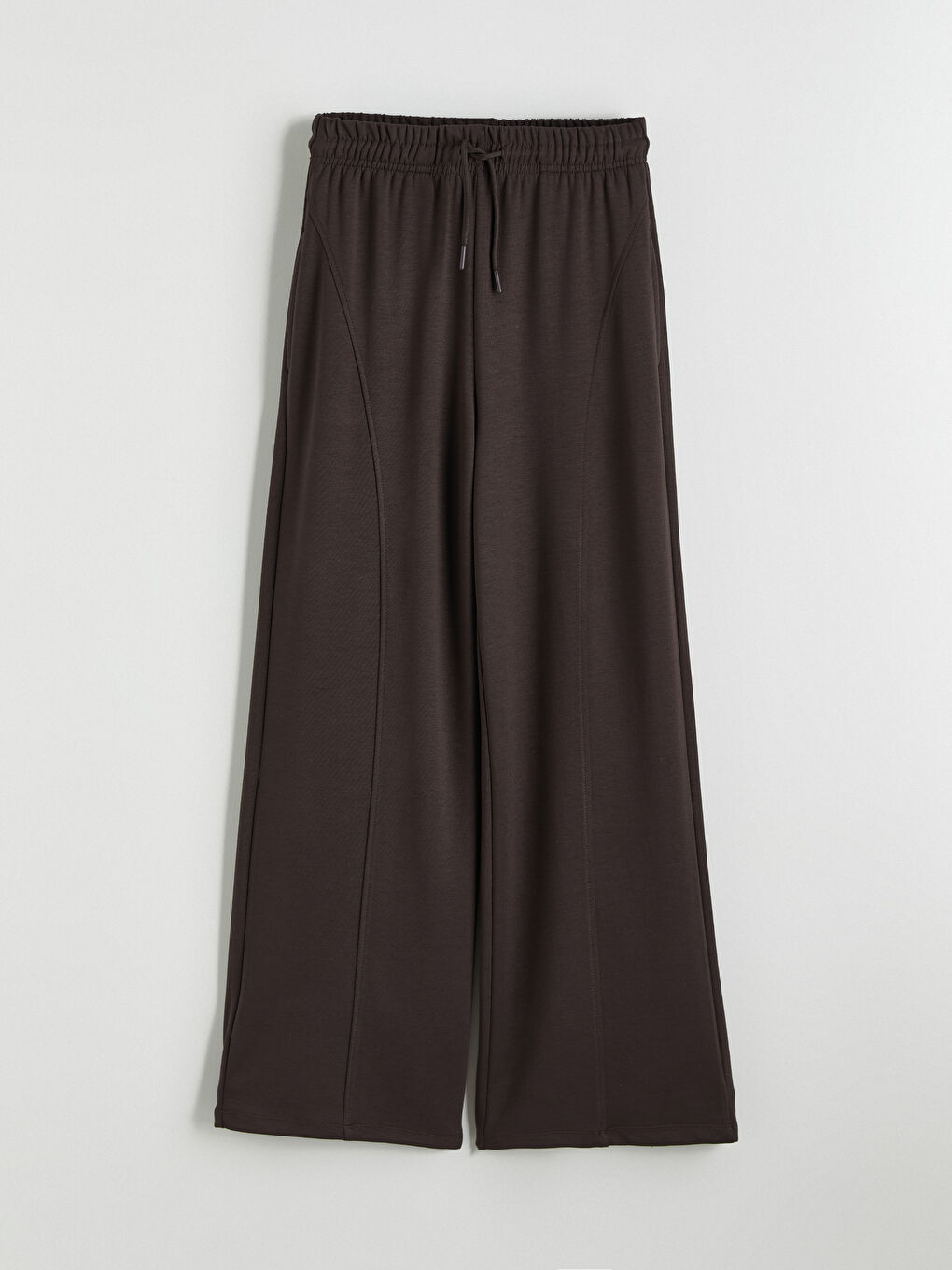 Kahverengi Beli Lastikli Geniş Paça Kadın Eşofman Altı-4