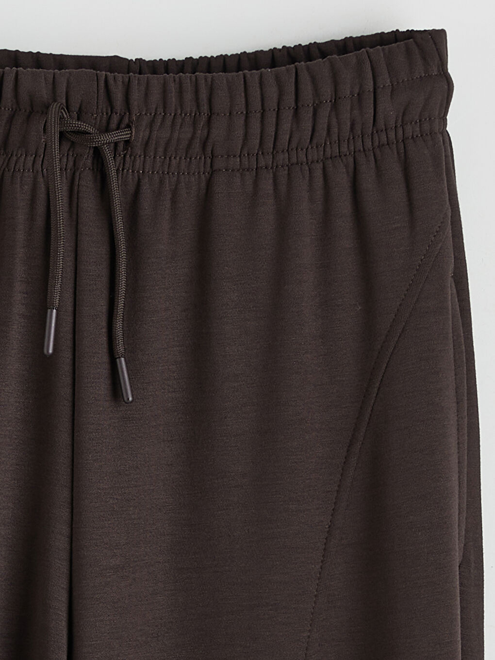 Kahverengi Beli Lastikli Geniş Paça Kadın Eşofman Altı-5