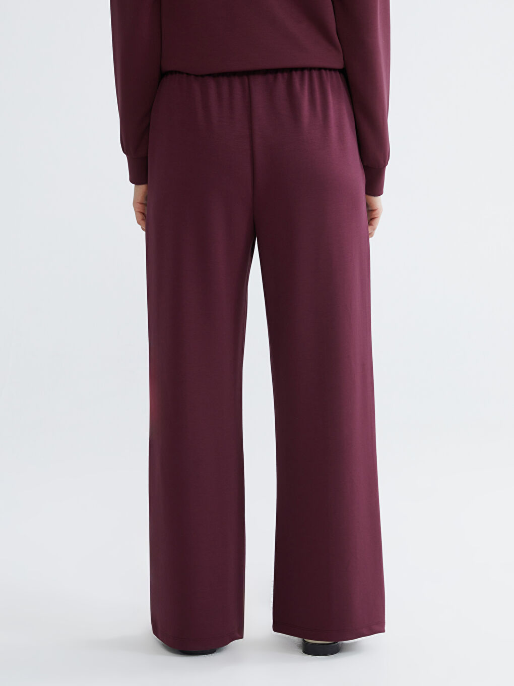 Mürdüm Beli Lastikli Geniş Paça Kadın Eşofman Altı-3