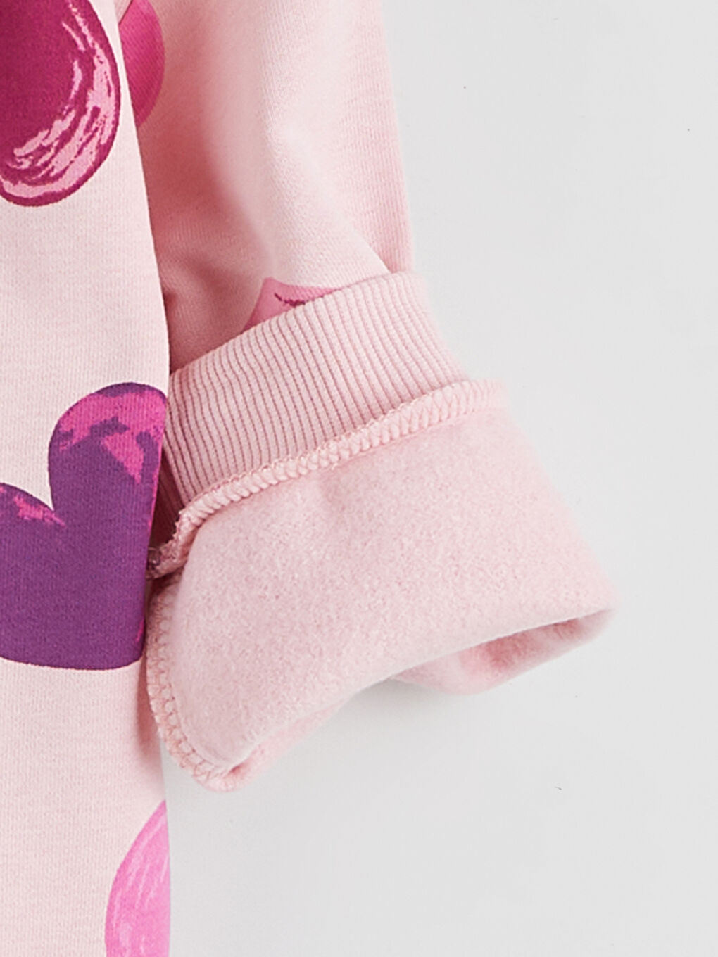 Pembe Kalp Baskılı Kız Çocuk Sweatshirt-1