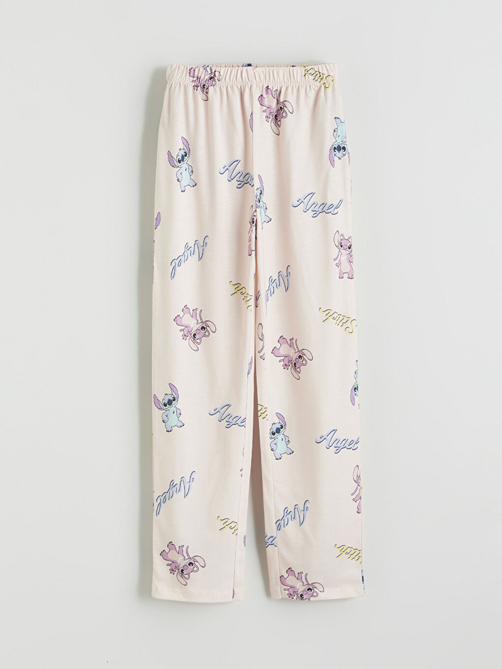 Pembe Stitch ve Angel Baskılı Kız Çocuk Pijama Alt