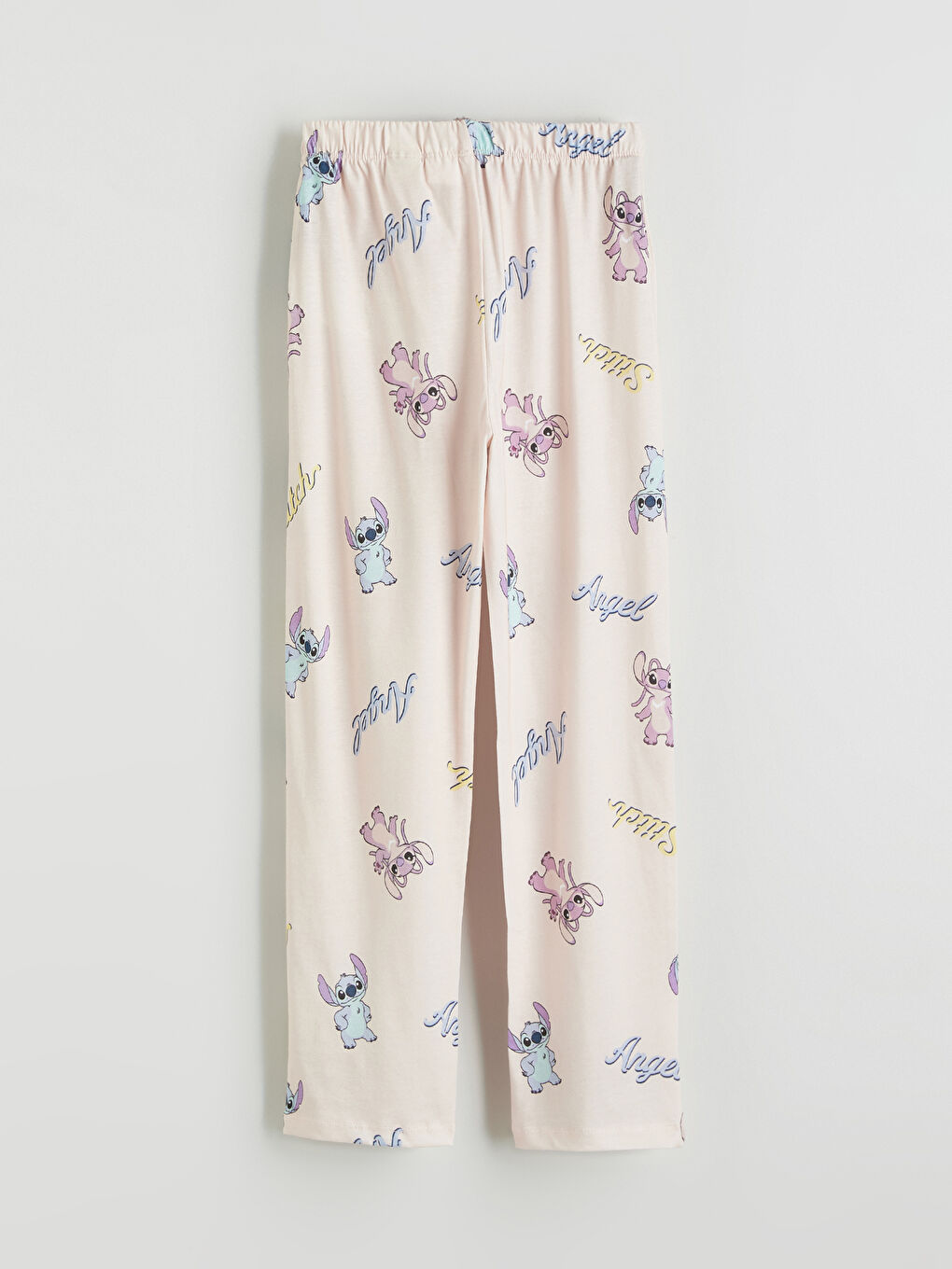 Pembe Stitch ve Angel Baskılı Kız Çocuk Pijama Alt-1