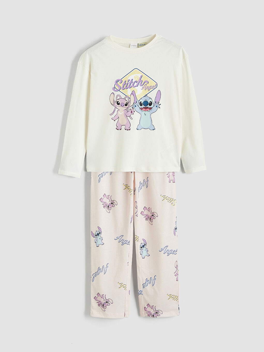 Pidžama komplet sa okruglim izrezom, štepom i štampom anđela za dečji